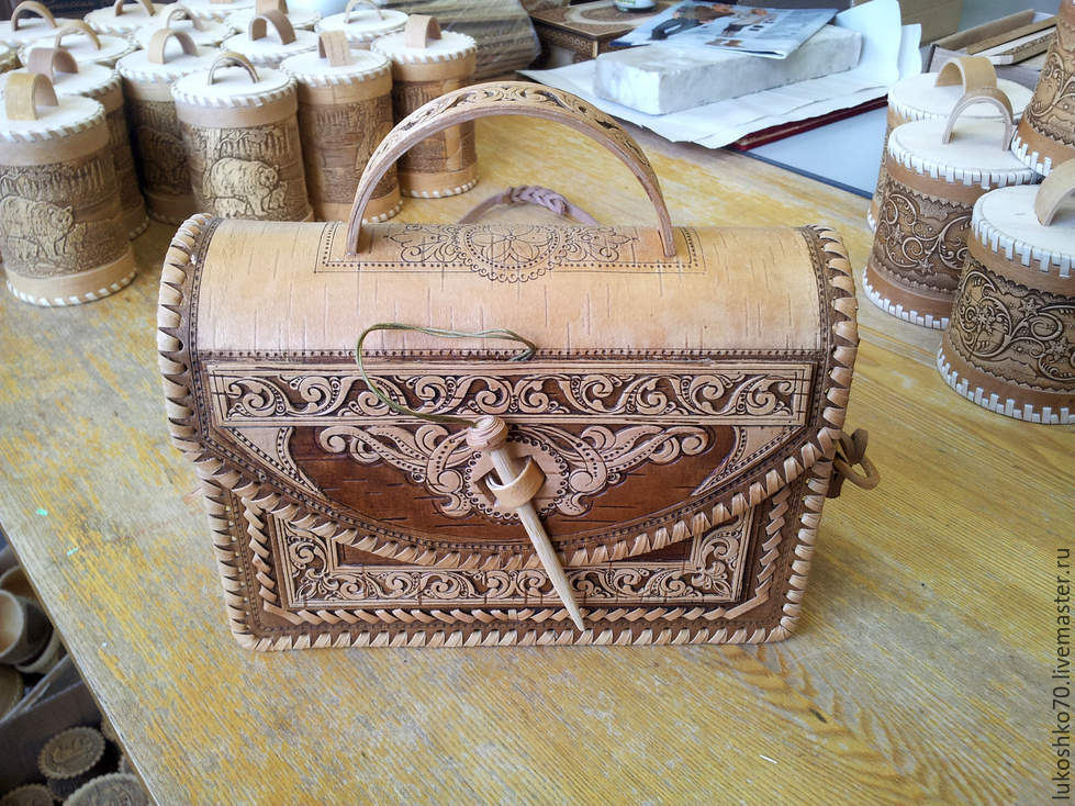 Handbag made of birch bark. Summer handbag. Shoulder bag, Classic Bag, Tomsk,  Фото №1