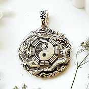 Украшения handmade. Livemaster - original item Yin Yang pendant, Phoenix and Dragon silver 925 (P31). Handmade.