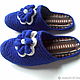 Knitted bedroom Slippers - flip flops ( color - ultramarine ). Slippers. Makosh. My Livemaster. Фото №4