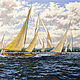 Oil painting on canvas Regatta. Sailboats on the waves Buy paintings, Pictures, Samara,  Фото №1