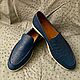Order Loafers made of genuine ostrich leather, in blue. SHOES&BAGS. Livemaster. . Loafers Фото №3