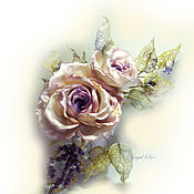 Rose-brooch Venus (silk floristry) author's work
