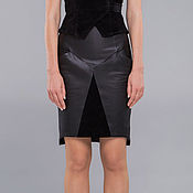 Одежда ручной работы. Ярмарка Мастеров - ручная работа High-waisted leather pencil skirt. Handmade.