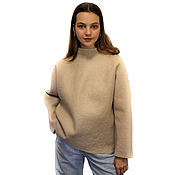 Одежда handmade. Livemaster - original item Beige merino wool sweater, size M in stock. Handmade.