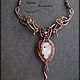 wire wrap necklace copper with Swarovski opal