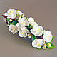 Hair clip 'Sprig of white Crabapple'. Flowers from polymer clay. Hairpins. Mozza-Flowers. Online shopping on My Livemaster.  Фото №2