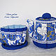 Textile teapot-box Gzhel. Gift, cozy kitchen, small candy dish. Box. Elena Gavrilova. My Livemaster. Фото №5