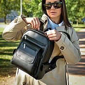 Сумки и аксессуары handmade. Livemaster - original item Backpacks: Women`s Leather Backpack Black Leia Mod. P47 - 711. Handmade.