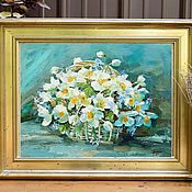 Картины и панно ручной работы. Ярмарка Мастеров - ручная работа Oil painting on canvas white flowers. Handmade.