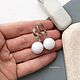 Earrings with white agate balls on the clasps casual classic. Earrings. LovelyStones. My Livemaster. Фото №4