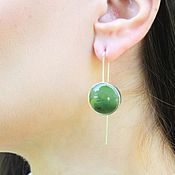 Украшения handmade. Livemaster - original item Earrings with jade made of 925 silver SER0014. Handmade.