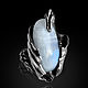 Кольцо серебряное с драконом и лунным камнем. Кольца. Aventure.Jewelry. Интернет-магазин Ярмарка Мастеров.  Фото №2