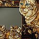 Зеркало "Дикие кошки". Зеркала. Александра ('Лепесток клевера'). Интернет-магазин Ярмарка Мастеров.  Фото №2