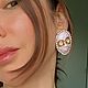 Серьги Face Lily. Серьги классические. Украшения из фарфора Tanique. Интернет-магазин Ярмарка Мастеров.  Фото №2