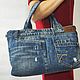 Заказать Сумка-тоут: классика из джинсы. Jeans bags by Anna. Ярмарка Мастеров. . Классическая сумка Фото №3