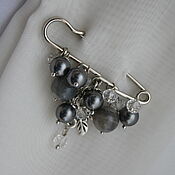 Украшения handmade. Livemaster - original item Brooch-pin with labradorites, Swarovski pearls and crystal. Handmade.