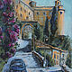Paintings: cityscape castle Tuscany Italy BLUE CAR, Pictures, Moscow,  Фото №1