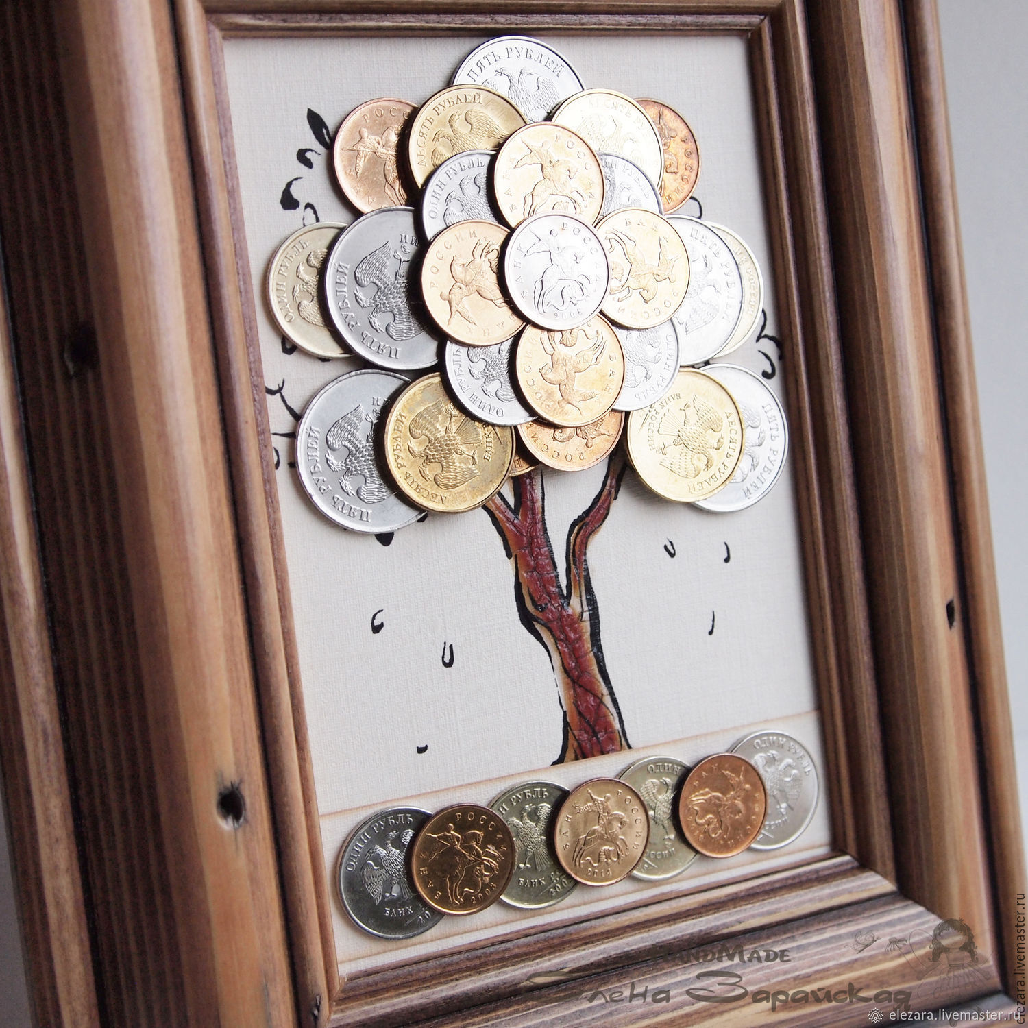 Денежное дерево — картина из монет