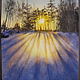 Картина акварелью Закат в зимнем лесу. Картины. Акварельные пейзажи. Интернет-магазин Ярмарка Мастеров.  Фото №2