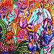 "Цветущий сад" тарелка петух и лошадь декор на стену. Тарелки декоративные. Декоративные тарелки Тани Шест. Ярмарка Мастеров.  Фото №4