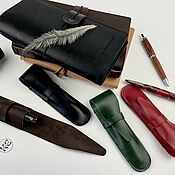 Канцелярские товары handmade. Livemaster - original item The case for the handle is voluminous made of genuine smooth leather. Handmade.