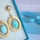 Earrings with blue Peruvian opal, gilt, to the bracelet. Stud earrings. White Book. My Livemaster. Фото №6