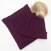 Аксессуары handmade. Livemaster - original item Set accessories: Beanie hat, snood and mittens / merino wool. Handmade.