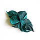 Leather clip Caribbean flower turquoise sea wave, Brooches, Moscow,  Фото №1