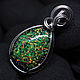 Drop pendant with laboratory green opals in steel wire, Pendants, Kamensk-Uralsky,  Фото №1
