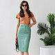 Cotton Satin Pistachio Skirt, Green Trapezoid skirt with slit. Skirts. mozaika-rus. Online shopping on My Livemaster.  Фото №2