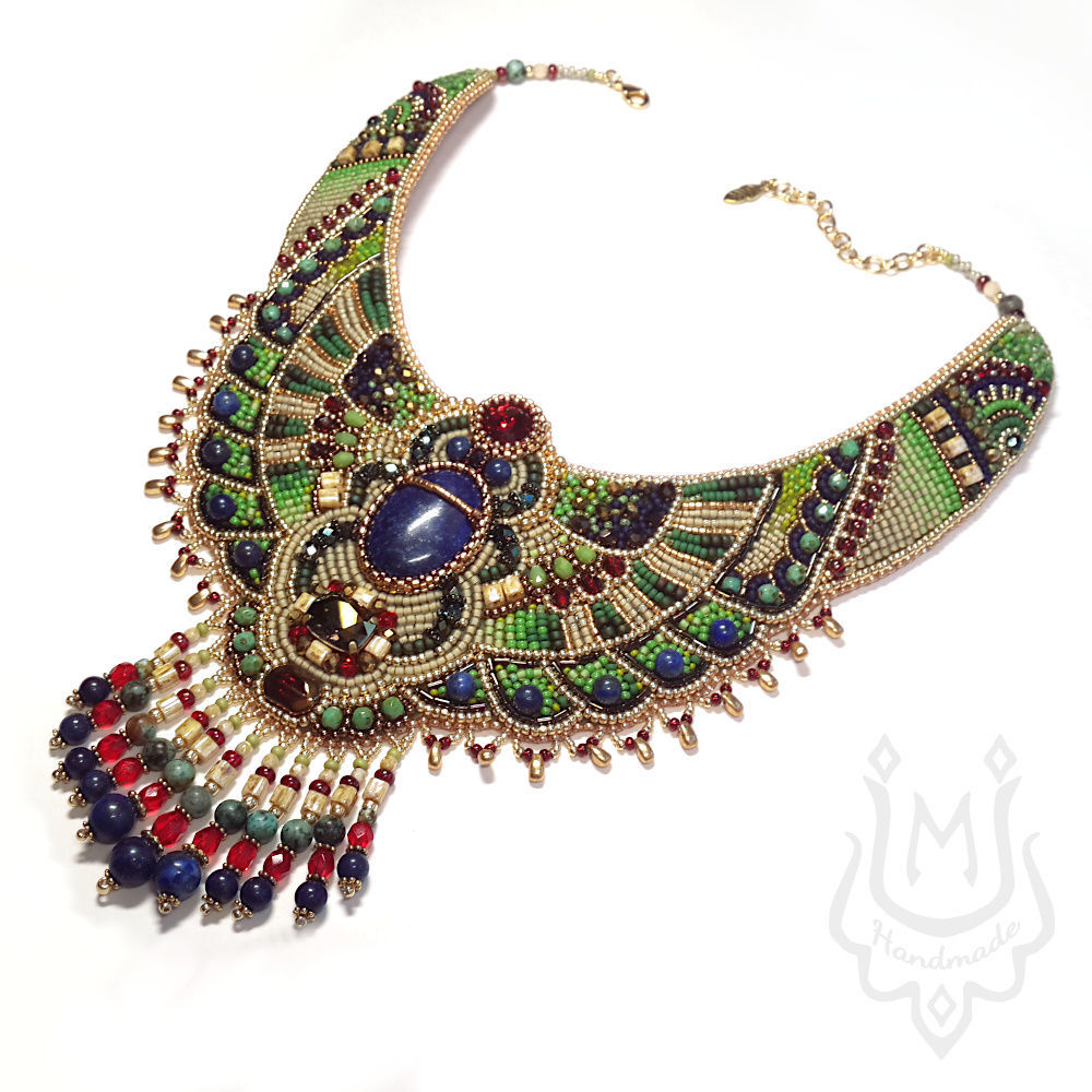 Egyptian style necklace with lapis lazuli green, Necklace, St. Petersburg,  Фото №1