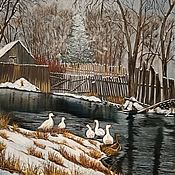 Картины и панно handmade. Livemaster - original item Painting landscape Duck Village. Handmade.