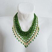 Украшения handmade. Livemaster - original item Necklace kerchief beaded green (Slavyanka). Handmade.