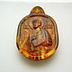 St. Mark the Apostle amber pendant R-631, Wearable icon, Svetlogorsk,  Фото №1