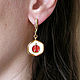 Garnet earrings, white enamel earrings,circle earrings. Earrings. Irina Moro. My Livemaster. Фото №5