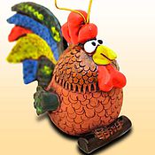 Сувениры и подарки handmade. Livemaster - original item Rooster ceramic bell. Cock the symbol of 2017.. Handmade.