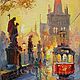 Картина маслом на холсте городской пейзаж: Пражский трамвай, Картины, Москва,  Фото №1