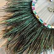 Украшения handmade. Livemaster - original item Necklace Bird of Happiness Peacock feathers, hematite and genuine leather. Handmade.