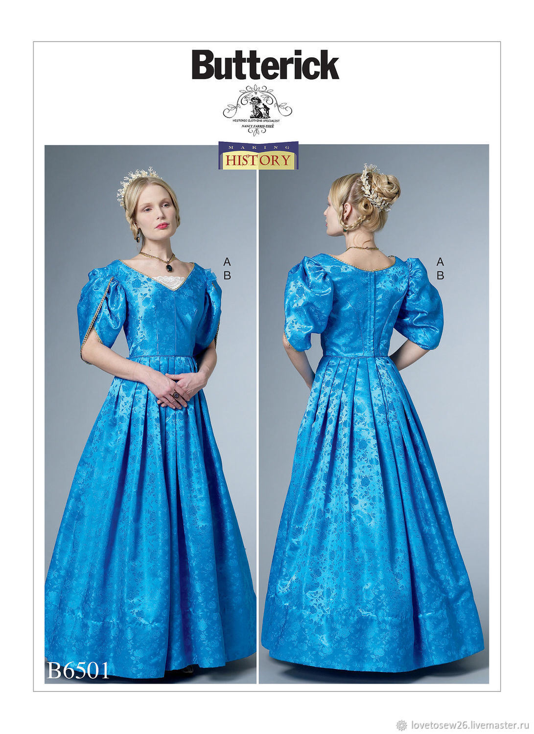 B6501 Выкройка Викторианская Эпоха Платье Butterick 6501