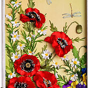 Картины и панно handmade. Livemaster - original item Embroidered diptych picture Poppies. Handmade.