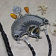 Boho-style Sunflower pendant made of nickel silver with natural stones. Pendant. moyaksessyar. My Livemaster. Фото №4