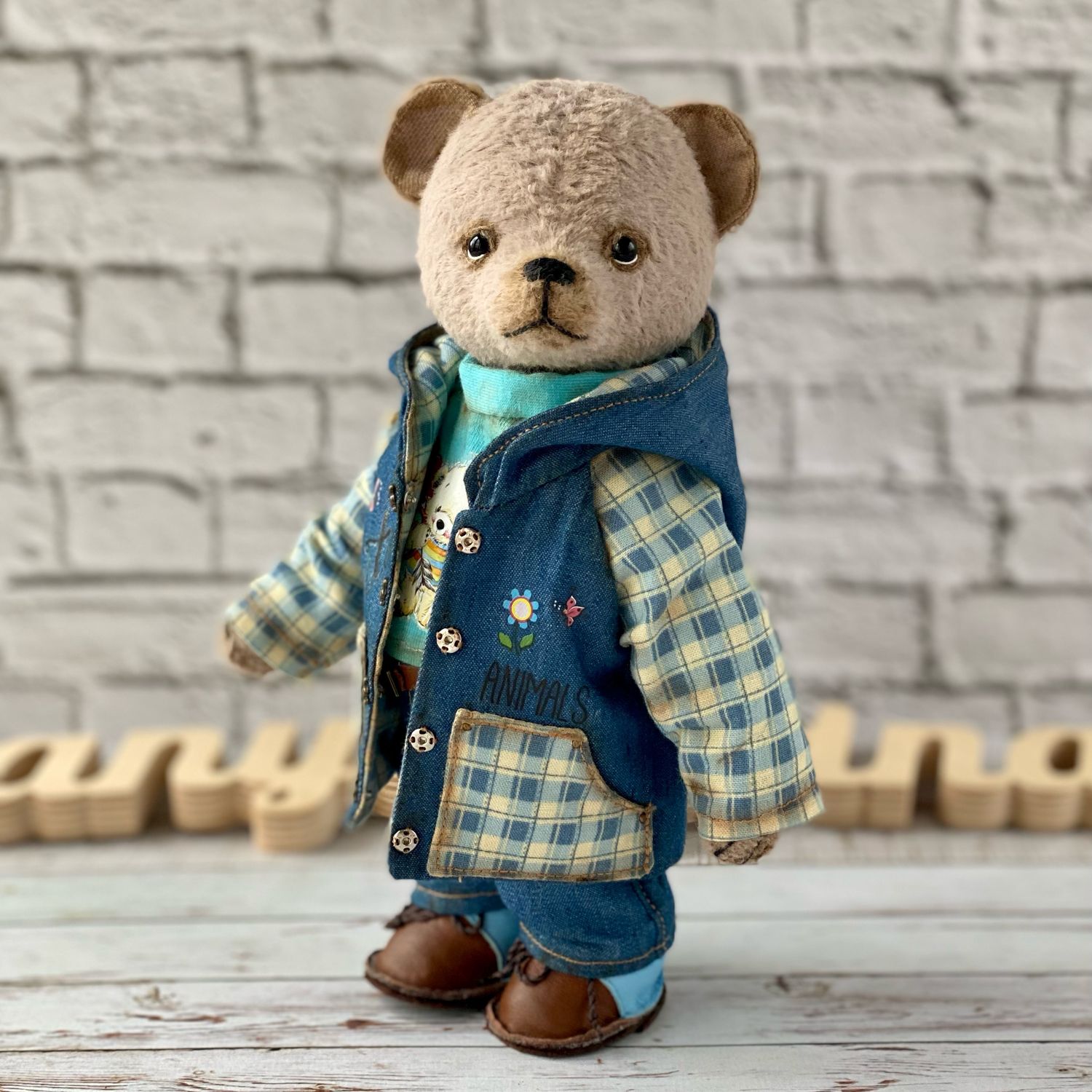 Teddy bear in a denim jacket – купить 