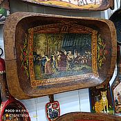 Винтаж: Ковш из капа "Молодец с девицей" старинный деревянный