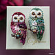 Owl Brooch 'Plum' and 'Feijoa' Owl Brooch, Brooches, Moscow,  Фото №1