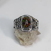 Украшения handmade. Livemaster - original item Silver ring with black opal 