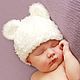 Hat 'White teddy bear', Baby hat, Moscow,  Фото №1