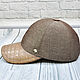 Baseball cap made of crocodile leather and tweed, in light brown color!. Baseball caps. SHOES&BAGS. Online shopping on My Livemaster.  Фото №2