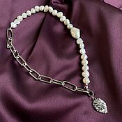 Украшения handmade. Livemaster - original item Pearl necklace with a large chain 
