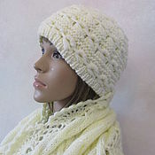 Аксессуары handmade. Livemaster - original item Knitted hat in pale yellow color.. Handmade.
