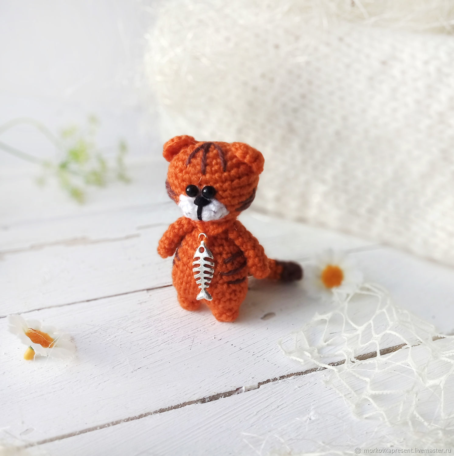 Tiger Cub Keychain. Knitted mini toy, Amigurumi dolls and toys, Chaikovsky,  Фото №1